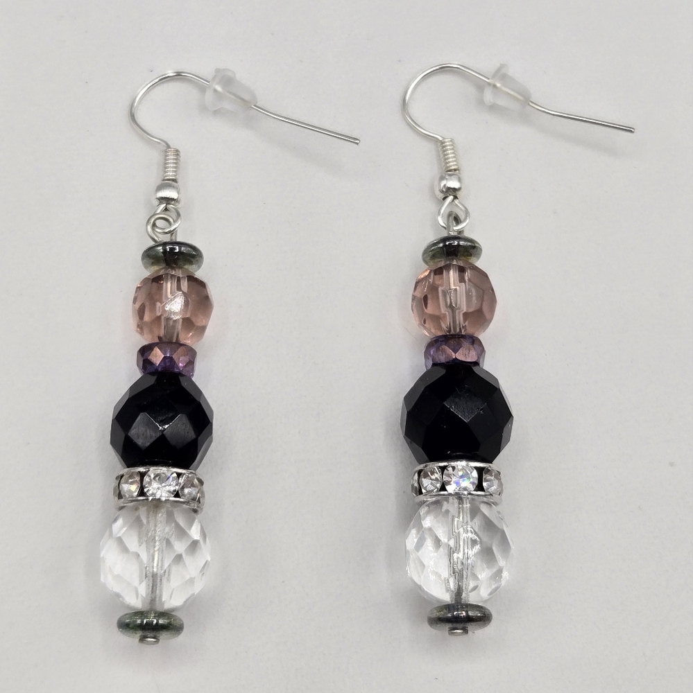 Crystal Dangle Earrings Made with Swarovski Crystals Silver Overlay - Picture 2 of 4
